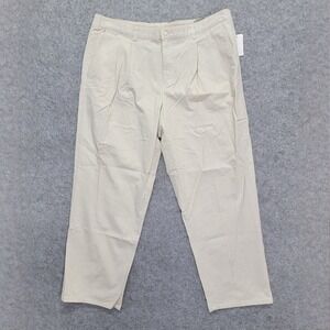 Windridge Mervyns Mens 42x32 Pleated Cotton Twill Pants Beige String Vintage NWT